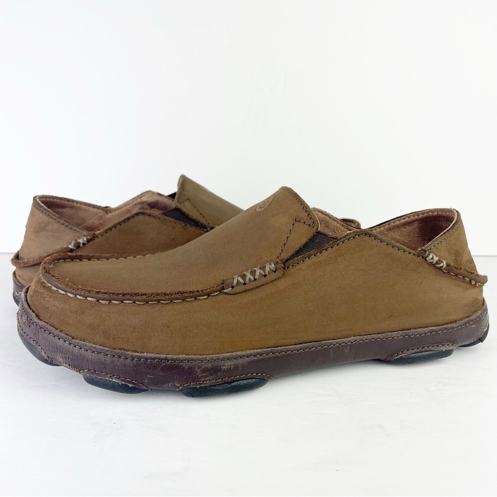 Olukai Moloa Ray Toffee Brown Leather Casual Slip On Shoes